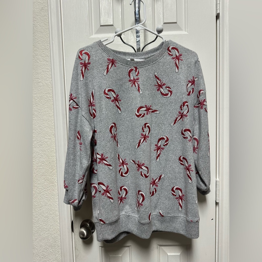 Gray Candy Cane Sweater